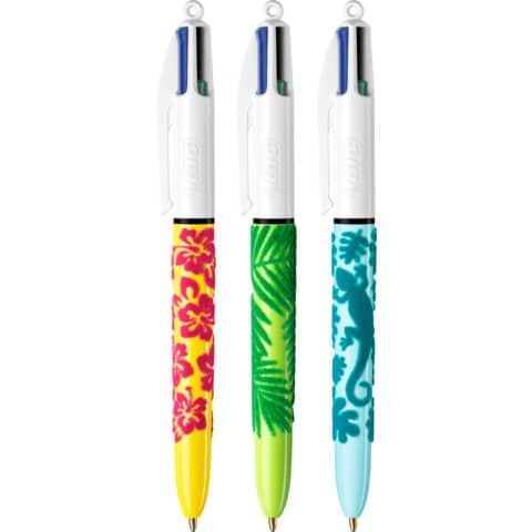 Penna a sfera a scatto BIC 4 Colours Velours M 1 mm in conf. 12 fantasie assortite - 9672771